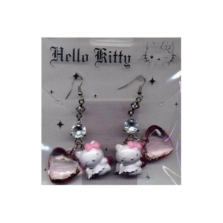 3 Paires De Boucles D'oreilles Hello Kitty - Motifs Chat, Cœur, Rose, Strass, Pour Filles, Sans Emballage