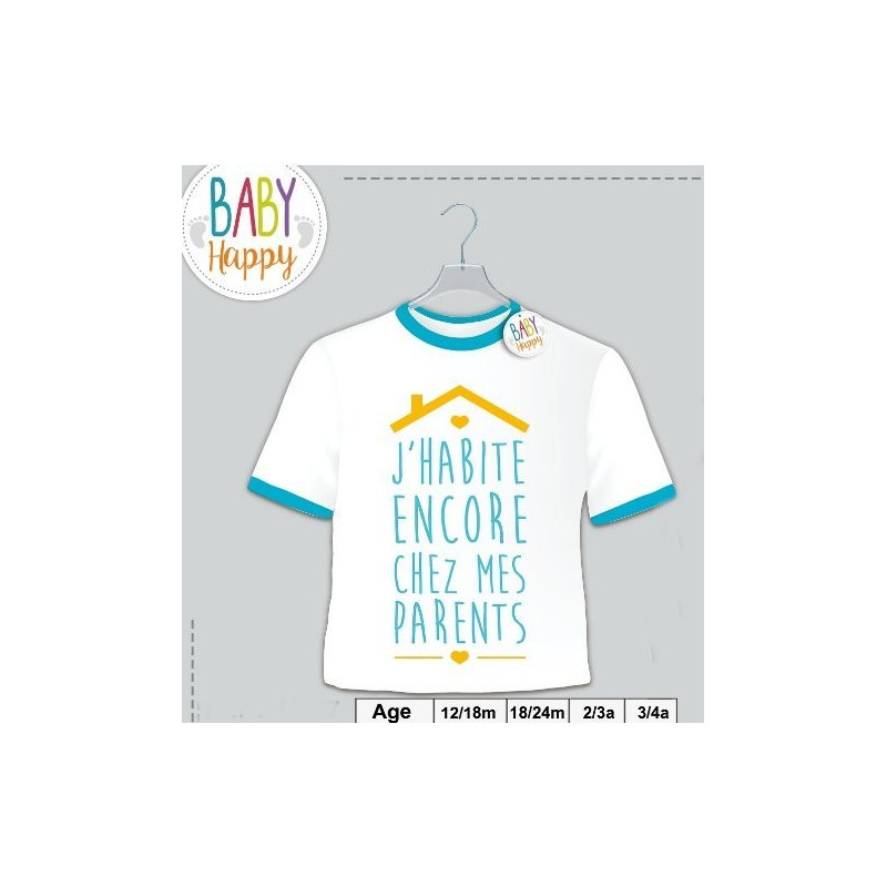 Fabulous Body Bébé Manche Courte 'J'habite Encore Chez Mes Parents' - Humour Blague Enfant 100% Coton
