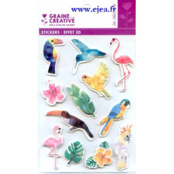 Stickers Effet 3D Oiseaux...