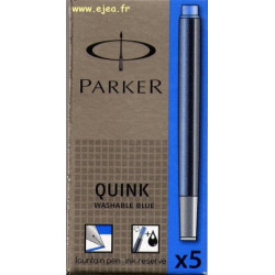 5 cartouches Parker Quink standard bleu effaçable