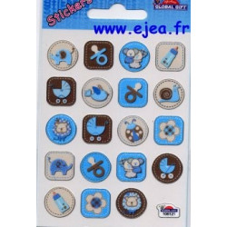 Stickers Global Naissance bleu