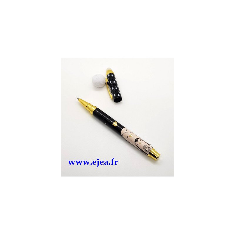 Mini-stylo plume enfant chat bleu - Petit Studio