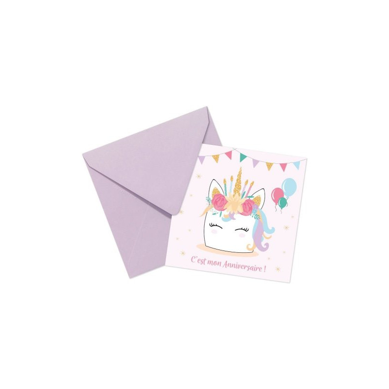 Cartes et enveloppes invitation anniversaire par 6, Thème Harry