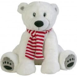 Peluche Ours blanc assis 30cm