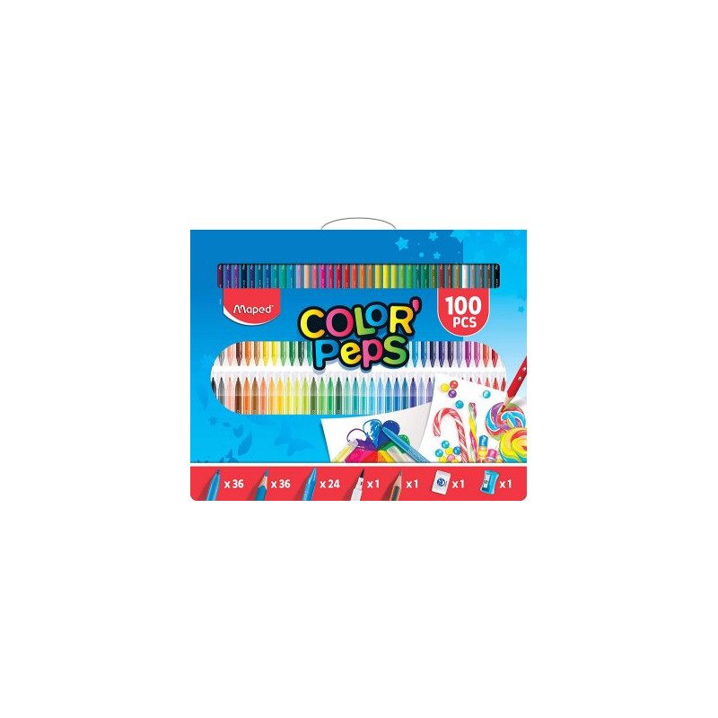 Trousse à colorier + 12 feutres + 12 crayons de couleur Strong – Maped  France