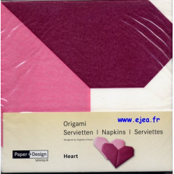 Serviettes Origami Cœur rose
